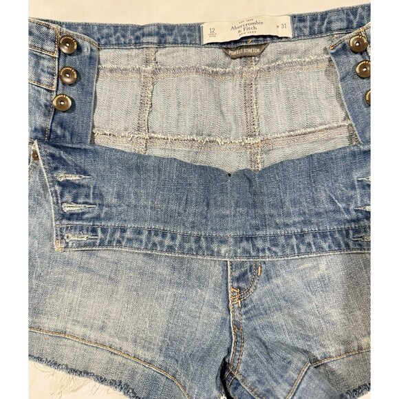 Vintage Abercrombie Fitch Y2K Stretch Double Button Front Jean Shorts Sz 12 31W - Picture 7 of 16